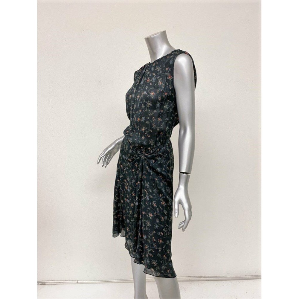 Isabel Marant Dress Taos Black Floral Print Stretch Silk Size 38 Open Back NEW - Picture 4 of 7